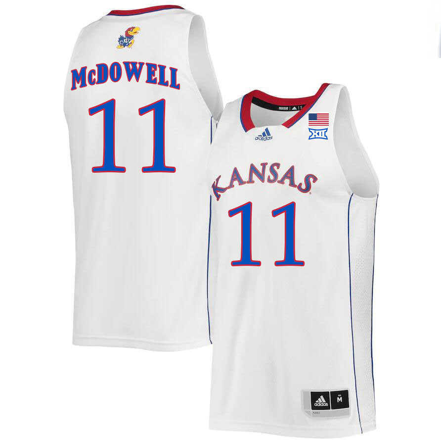 Men #11 Jamari McDowell Kansas Jayhawks College Basketball Jerseys Stitched Sale-White - Click Image to Close